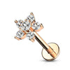 Rose Gold Plated Surgical Steel Internally Threaded White Gem Flower Flat Back - Pierced Universe