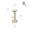 Rose Gold Plated Surgical Steel Marquise White CZ Internally Threaded Labret - Pierced Universe