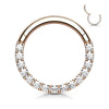 Rose Gold Plated Surgical Steel Paved CZ Hinged Septum Ring Clicker - Pierced Universe