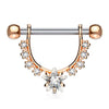 Rose Gold Plated Surgical Steel Star Dangle White CZ Nipple Ring Barbell - Pierced Universe