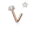 Rose Gold Surgical Steel Star CZ L Shape Nose Pin Stud - Pierced Universe