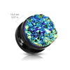 Screw On Blue Druzy Stone Black Ear Gauges Plugs - Pierced Universe