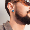 Screw On Blue Druzy Stone Black Ear Gauges Plugs - Pierced Universe