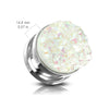 Screw On White Druzy Stone 316L Surgical Steel Ear Gauges Plugs - Pierced Universe