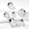 Screw On White Druzy Stone 316L Surgical Steel Ear Gauges Plugs - Pierced Universe