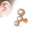 Surgical Steel 3 Consecutive CZ Gem Ball Back Ear Cartilage Helix Stud Barbell - Pierced Universe