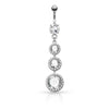 Surgical Steel 3 Layer Large CZ Drop CZ Dangle Belly Button Ring - Pierced Universe