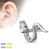 Surgical Steel Ball Back White Gem Snake Helix Barbell Ring - Pierced Universe