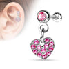 Surgical Steel Barbell with Dangling Heart Ear Cartilage Helix Stud Ring - Pierced Universe