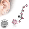 Surgical Steel Barbell with Prong Set Star and Trailing CZ Tail Ear Lobe Cartilage Stud - Pierced Universe