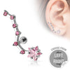 Surgical Steel Barbell with Prong Set Star and Trailing CZ Tail Ear Lobe Cartilage Stud - Pierced Universe