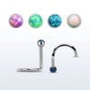 Surgical Steel Corkscrew Nose Ring with 1.5mm Opal Round Gem - Pierced Universe