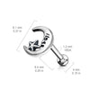 Surgical Steel Crescent Moon Star Ball Back Cartilage Barbell - Pierced Universe