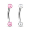 Surgical Steel Curved Barbell Ring With Pearl Acrylic Balls - Pierced Universe