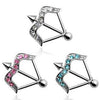 Surgical Steel CZ Stones Bow and Arrow Nipple Ring Shield Barbell - Pierced Universe