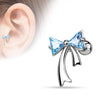 Surgical Steel CZ Stud Ribbon Bow Ear Helix Cartilage Barbell* - Pierced Universe