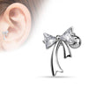 Surgical Steel CZ Stud Ribbon Bow Ear Helix Cartilage Barbell* - Pierced Universe