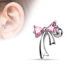 Surgical Steel CZ Stud Ribbon Bow Ear Helix Cartilage Barbell* - Pierced Universe