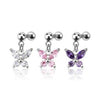 Surgical Steel Dangle CZ Butterfly Cartilage Tragus Ring