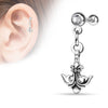 Surgical Steel Dangling Fleur De Lis Ear Cartilage Barbell