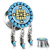 Surgical Steel Double Flared Turquoise Aztec Tribal Dream Catcher Ear Gauges Plugs - Pierced Universe