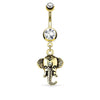 Surgical Steel Elephant Dangle Belly Button Navel Ring - Pierced Universe