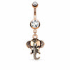 Surgical Steel Elephant Dangle Belly Button Navel Ring - Pierced Universe