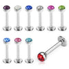 Surgical Steel Epoxy Crystal Ball Flat Back Labret Monroe Stud - Pierced Universe