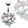 Surgical Steel Floral Flower Butterfly Heart Design Belly Button Navel Ring - Pierced Universe