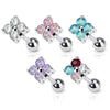 Surgical Steel Flower CZ Gem Cartilage Helix Tragus Stud Ring - Pierced Universe