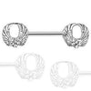 Surgical Steel Flower with Encircling Angel Wings CZ Wings Nipple Ring Barbell