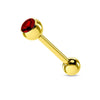 Surgical Steel Gold IP CZ Gem Straight Barbell Tongue Ring - Pierced Universe