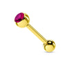 Surgical Steel Gold IP CZ Gem Straight Barbell Tongue Ring - Pierced Universe