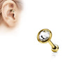 Surgical Steel Gold IP White Gem Disk Ear Cartilage Barbell - Pierced Universe