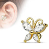 Surgical Steel Gold Plated White CZ Ball Back Ear Cartilage Helix Stud - Pierced Universe