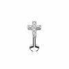 Surgical Steel Internally Threaded Religious Cross CZ Labret - Pierced Universe