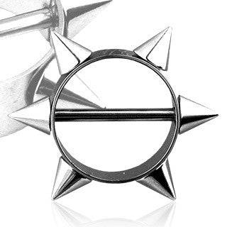 Surgical Steel Nipple Shield Barbell with Short Spikes - Pierced Universe