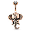 Surgical Steel Non Dangle Antique Elephant Head Belly Ring - Pierced Universe