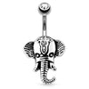 Surgical Steel Non Dangle Antique Elephant Head Belly Ring - Pierced Universe