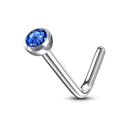 Surgical Steel Press Fit Blue CZ Gem 