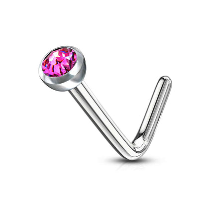 Surgical Steel Press Fit Fuchsia CZ Gem 