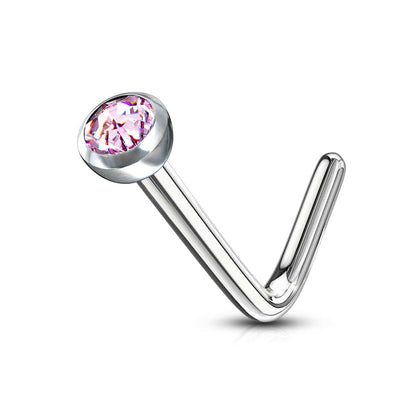 Surgical Steel Press Fit Pink CZ Gem 