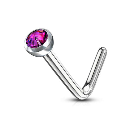 Surgical Steel Press Fit Purple CZ Gem 