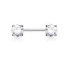 Surgical Steel Prong Double Round White CZ Nipple Ring Barbell - Pierced Universe