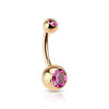 Surgical Steel Rose Gold Plated Double Gem Non Dangle Belly Ring - Pierced Universe