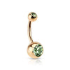 Surgical Steel Rose Gold Plated Double Gem Non Dangle Belly Ring - Pierced Universe