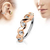 Surgical Steel Rose Gold Plated Twist CZ Easy Bend Multi Use Hoop - Pierced Universe