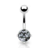 Surgical Steel Snowflake Obsidian Stone Prong Set Belly Button Ring