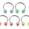 Surgical Steel Splash Paint Glitter Horseshoe Barbells with Acrylic Balls - Pierced Universe