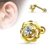 Surgical Steel White CZ Flower Helix Tragus Barbell Cartilage Earring - Pierced Universe